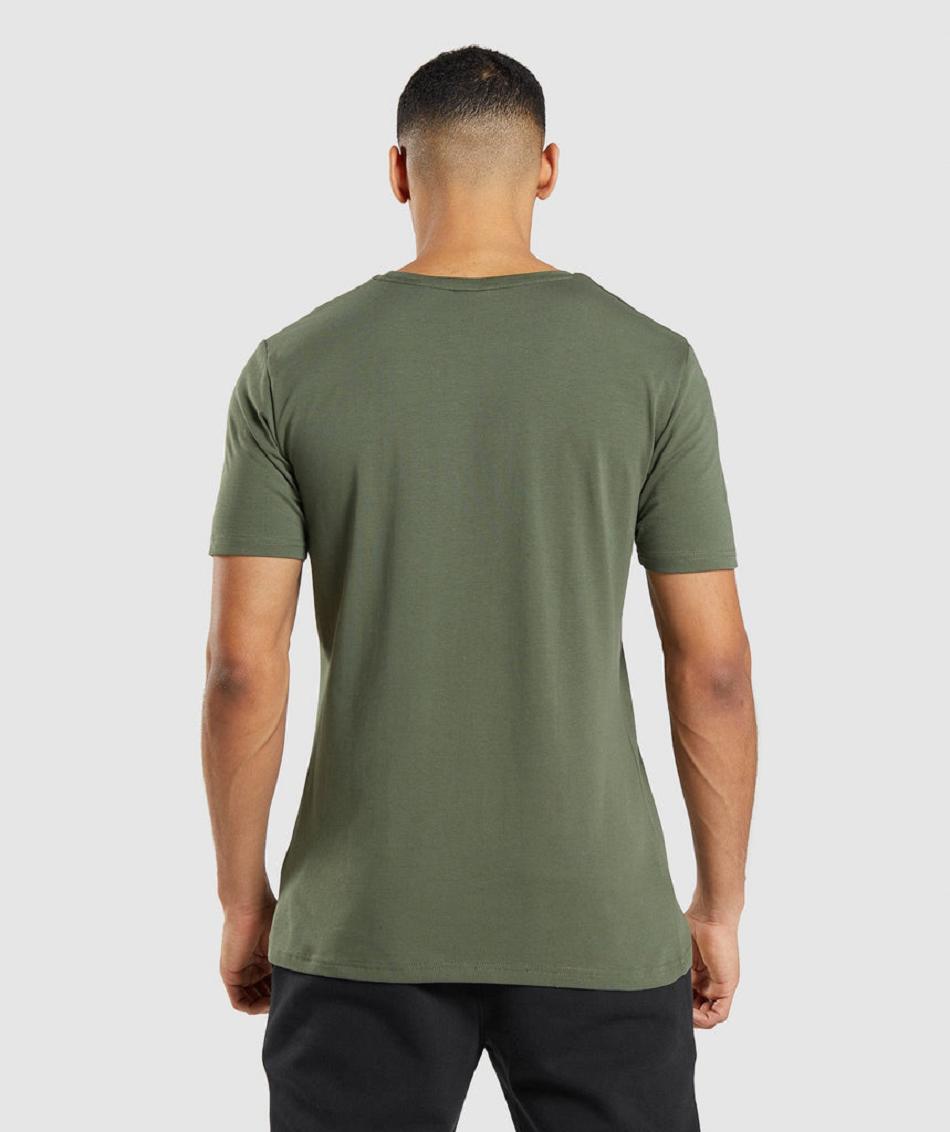 T Shirts Gymshark Essential Hombre Verde Oliva | CO 3405SGL